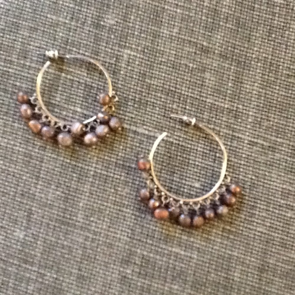 Sterling Silver Hoops with Copper Balls - Picture 2 of 2